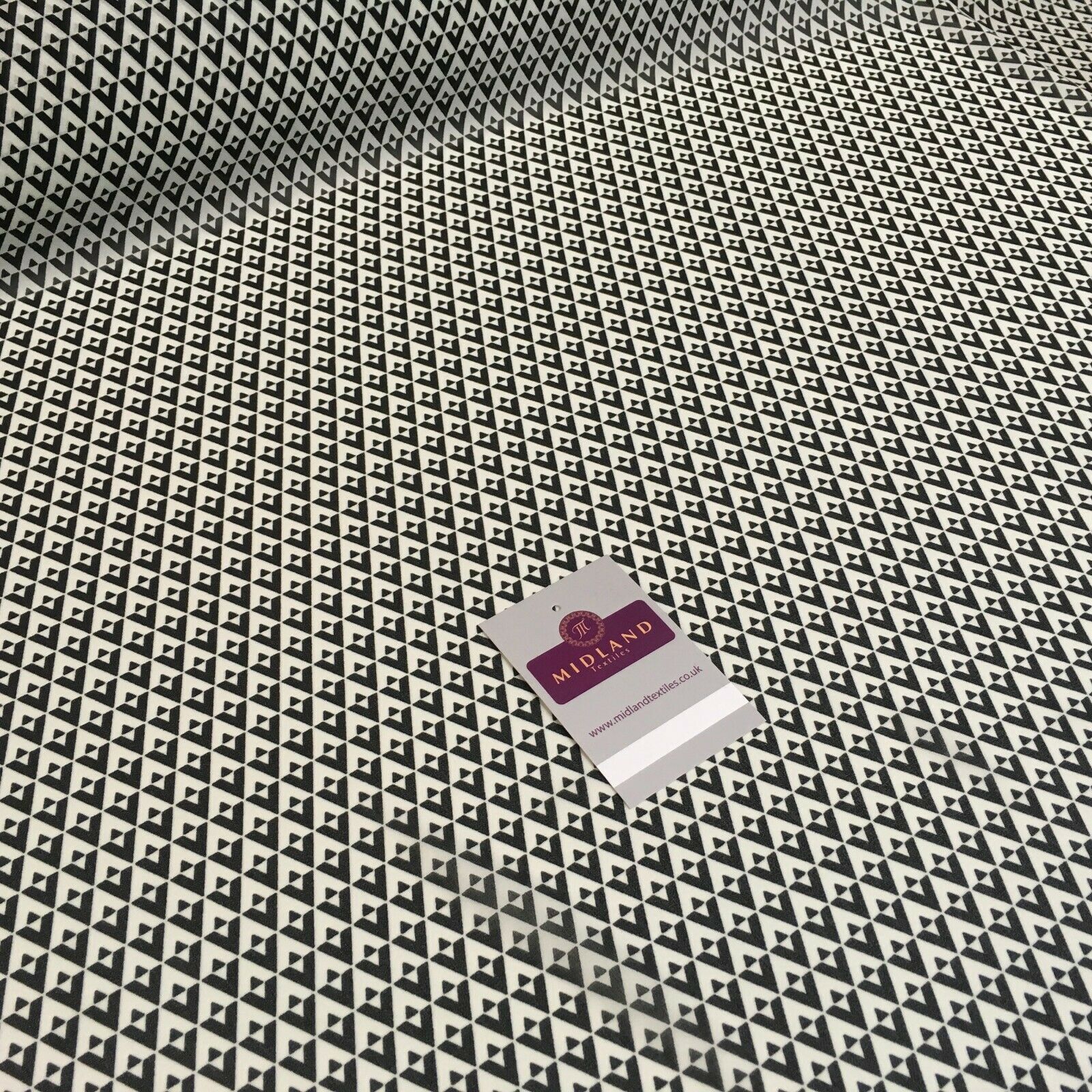 Black Ivory geometric Georgette Dress Fabric 150cm M401-61 Mtex