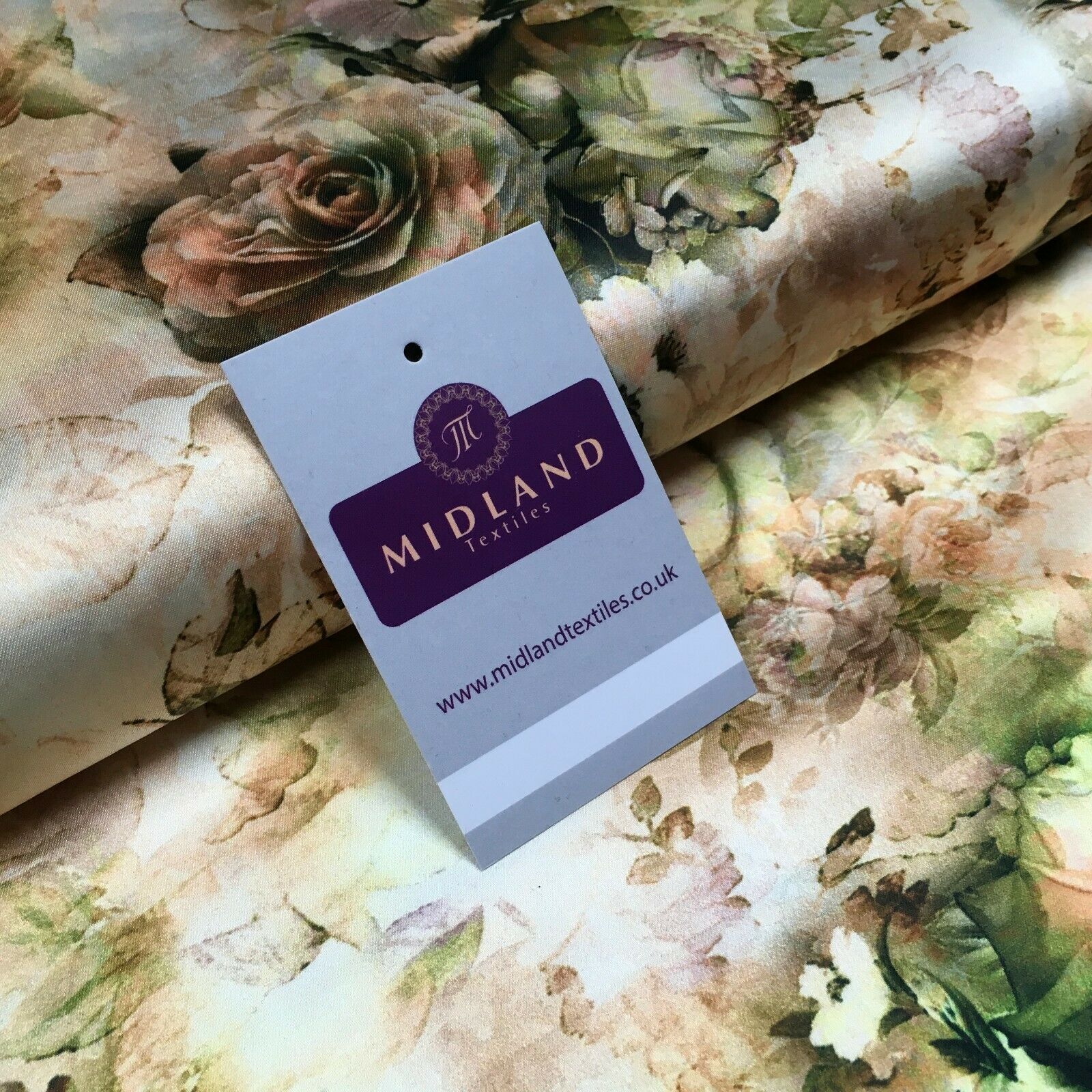Floral Vintage Soft Digital Printed Satin Dress Fabric 110 cm Wide MA1141 Mtex