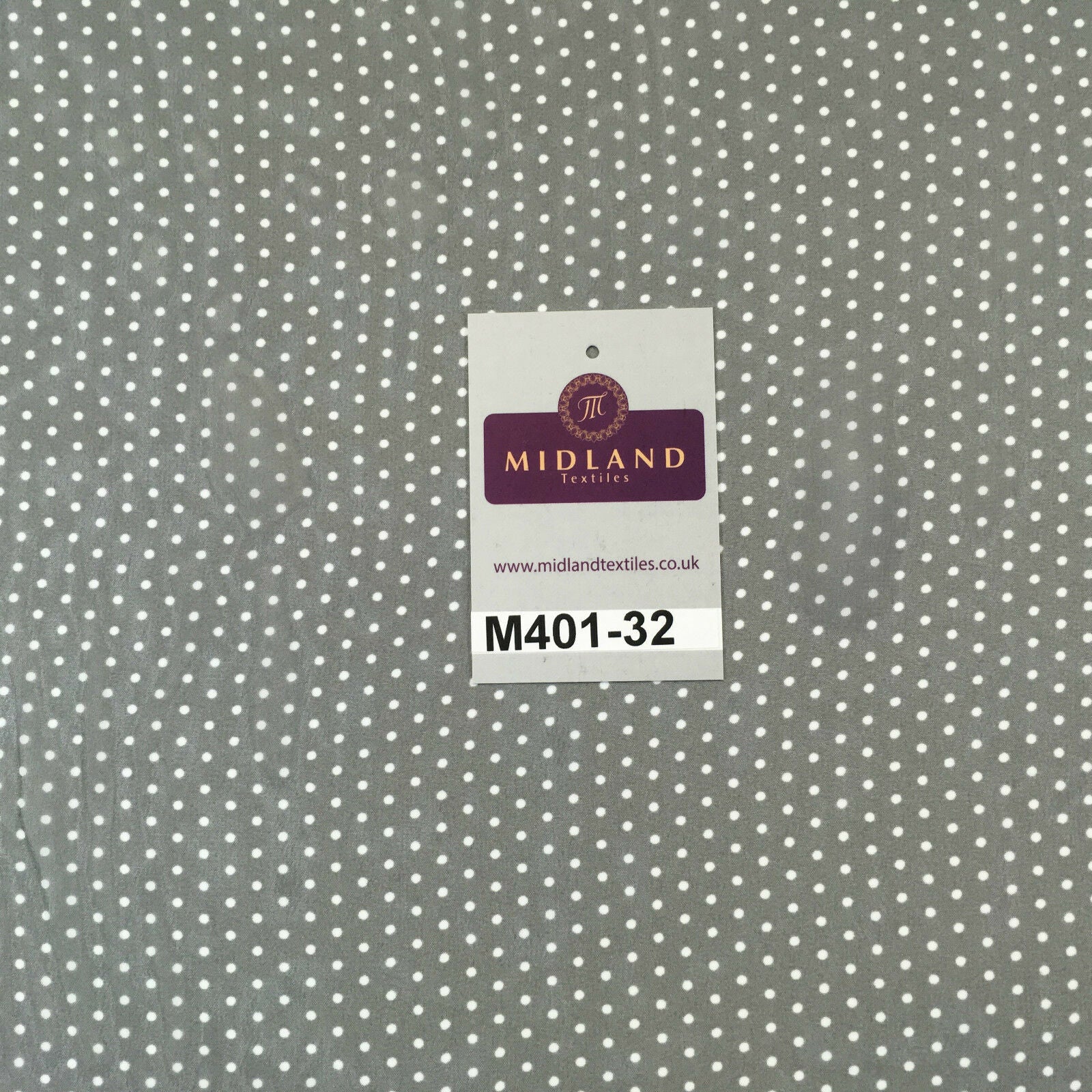 Grey and White Small Dotted Light chiffon Printed fabric 58" M401-32 Mtex