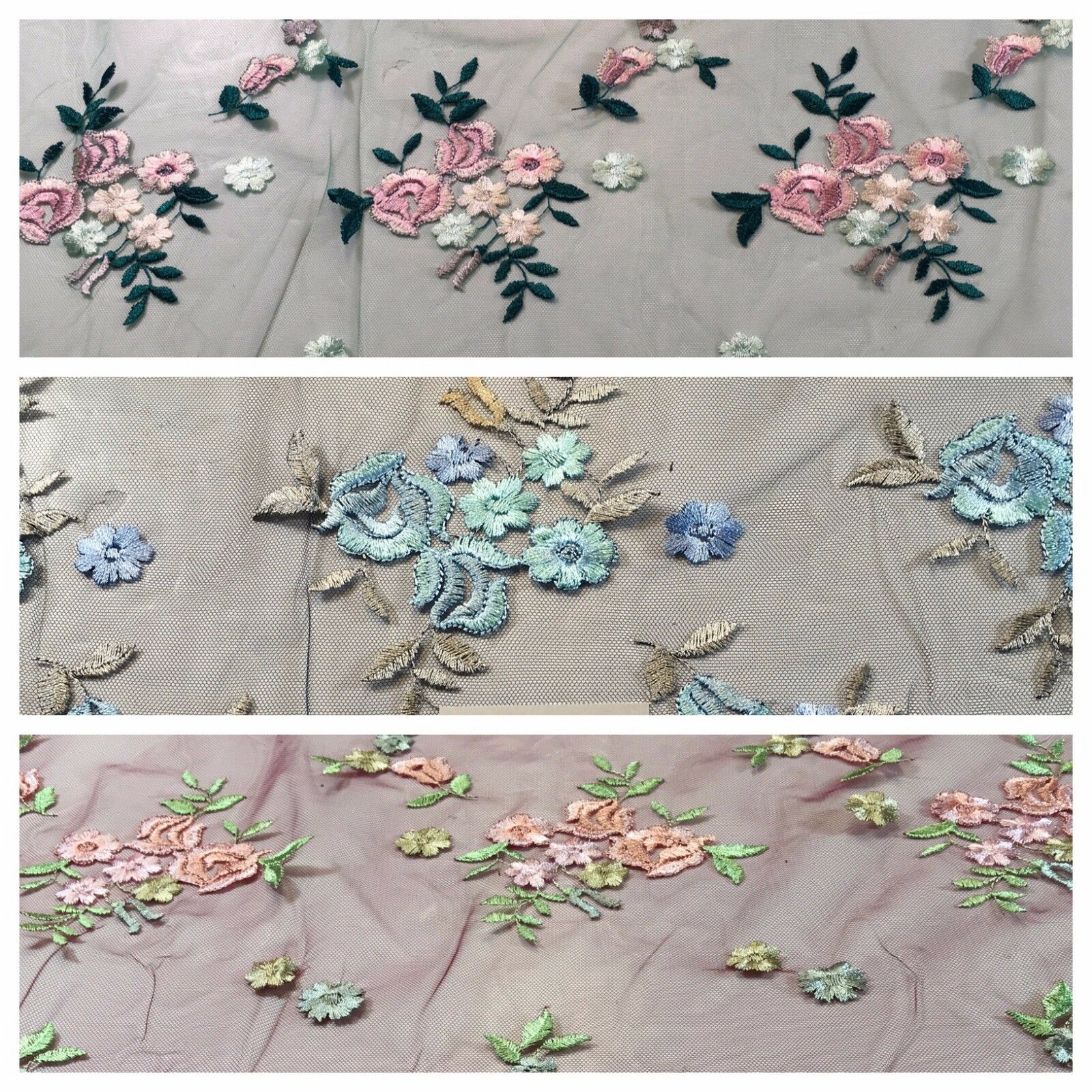 Embroidered Floral Rose Elegant scalloped edged wedding net dress Fabric 58 M794