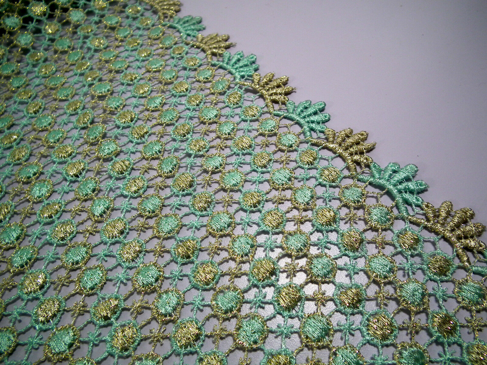 Fancy Guipure Net Lace fabric with metallic circle detail  M186-10 Mtex