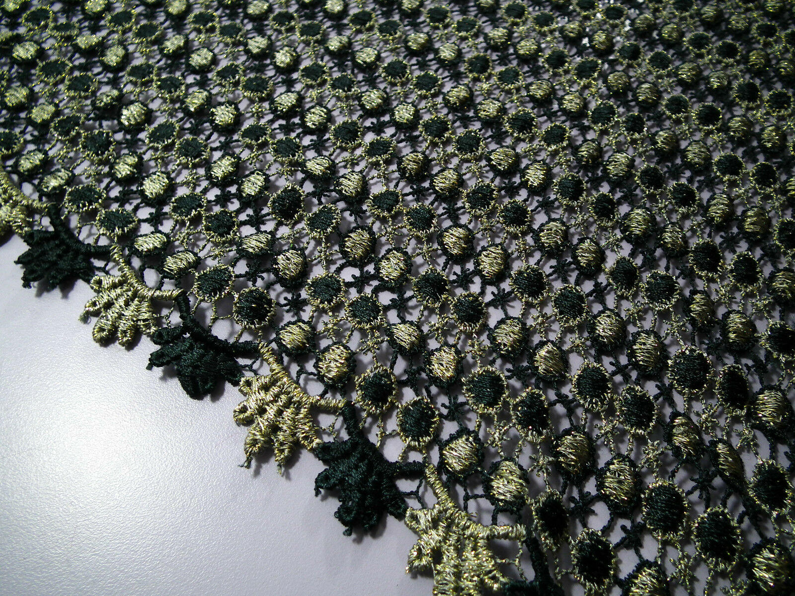 Fancy Guipure Net Lace fabric with metallic circle detail  M186-10 Mtex