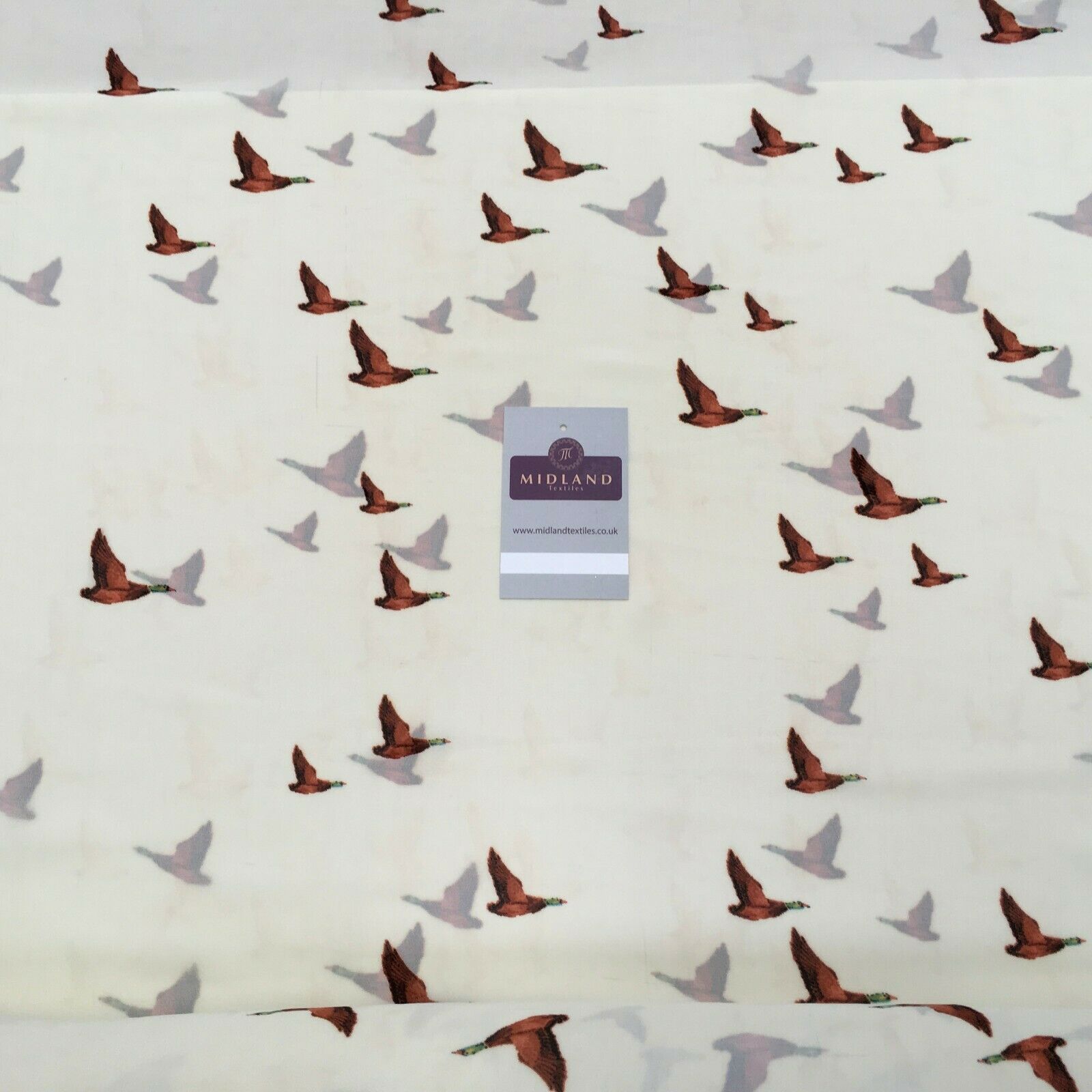 Cream Rust Bird Printed Light Chiffon High Street Fabric 150 cm MK1084-16