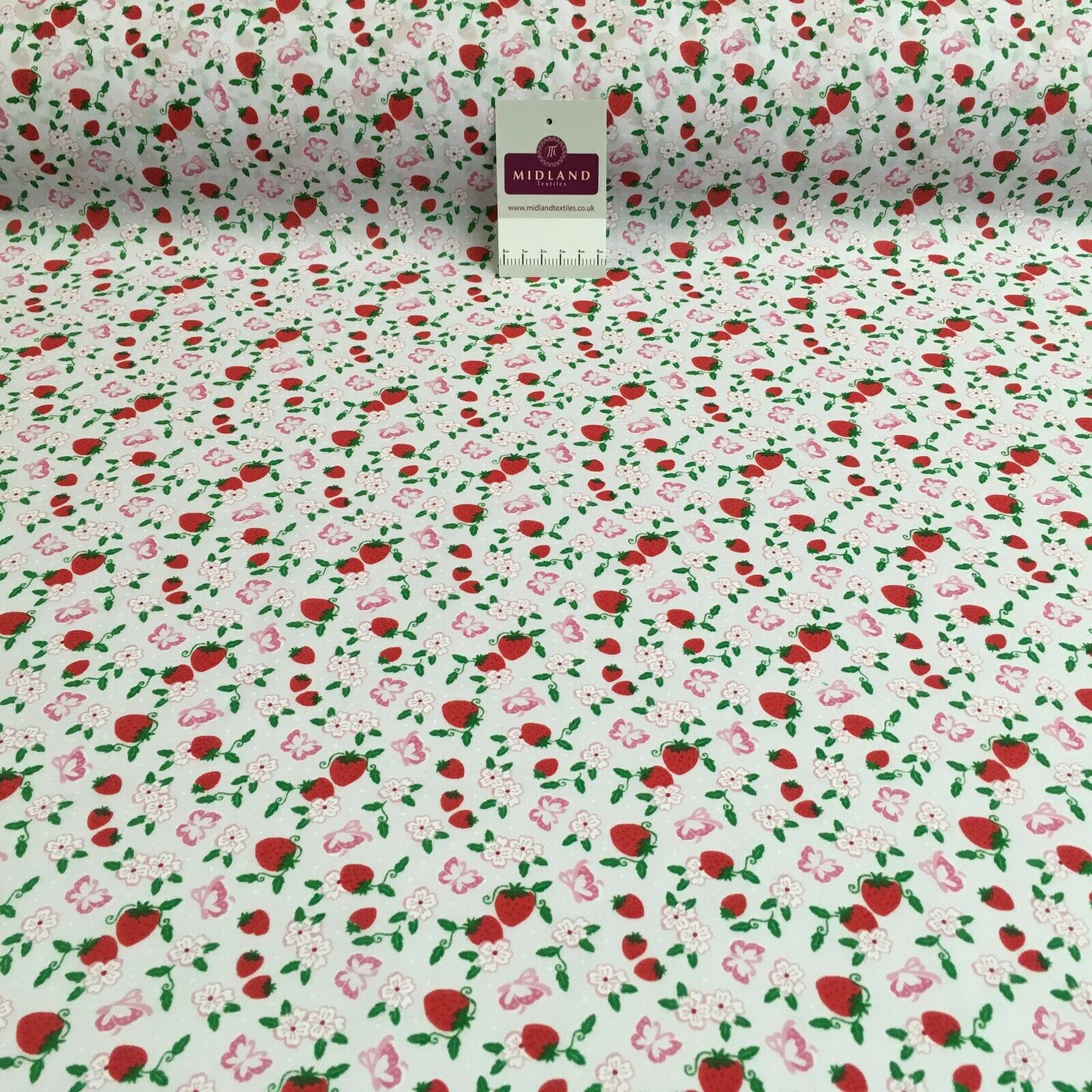 Floral Strawberry butterfly polycotton craft Fabric M1447 Mtex