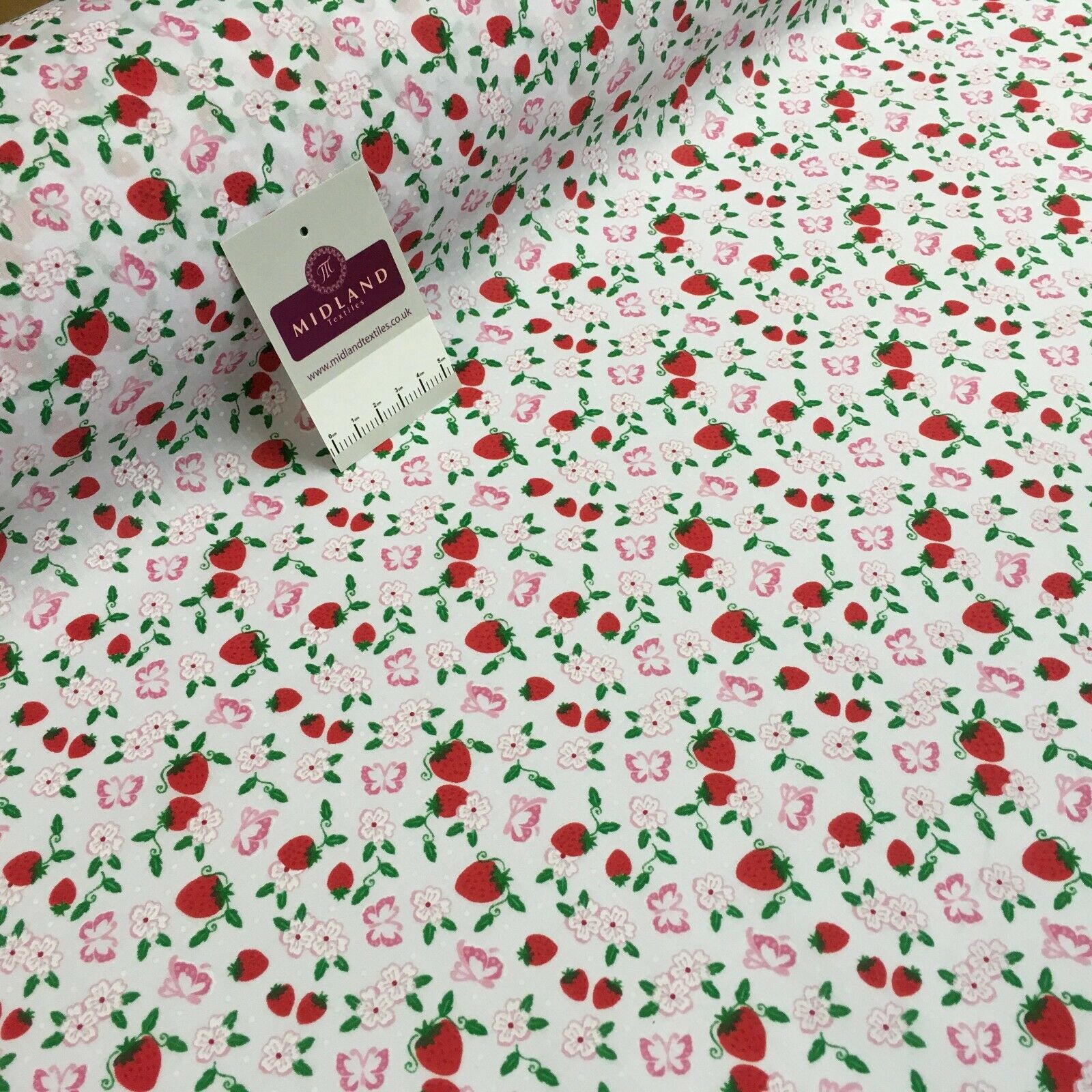 Floral Strawberry butterfly polycotton craft Fabric M1447 Mtex