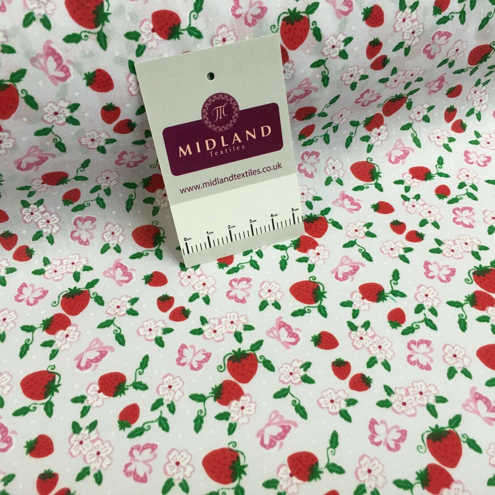 Floral Strawberry butterfly polycotton craft Fabric M1447 Mtex