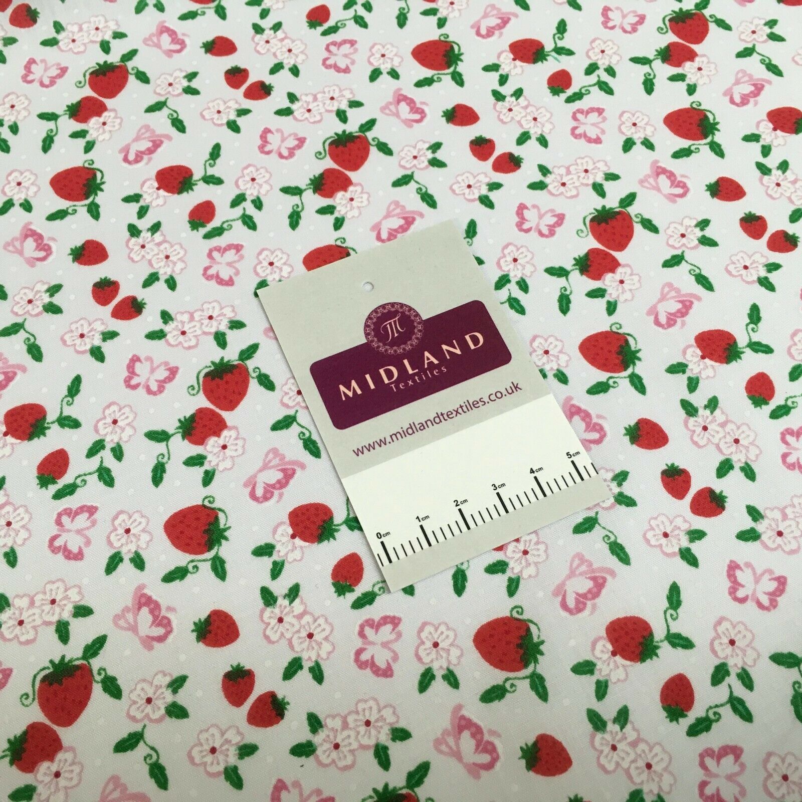 Floral Strawberry butterfly polycotton craft Fabric M1447 Mtex