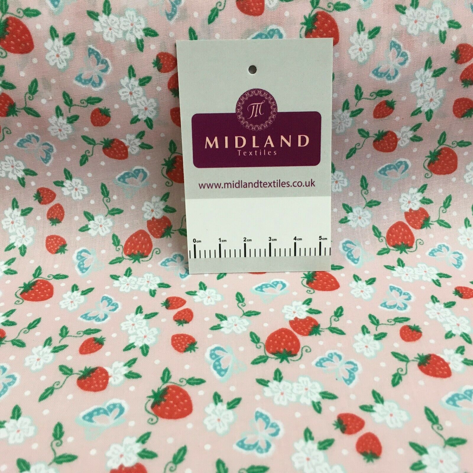 Floral Strawberry butterfly polycotton craft Fabric M1447 Mtex
