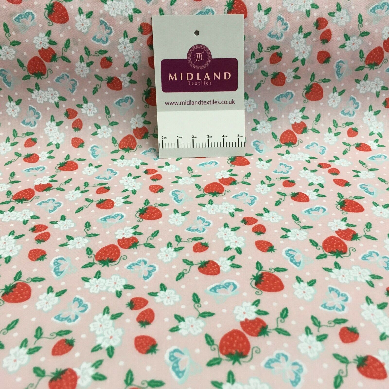 Floral Strawberry butterfly polycotton craft Fabric M1447 Mtex