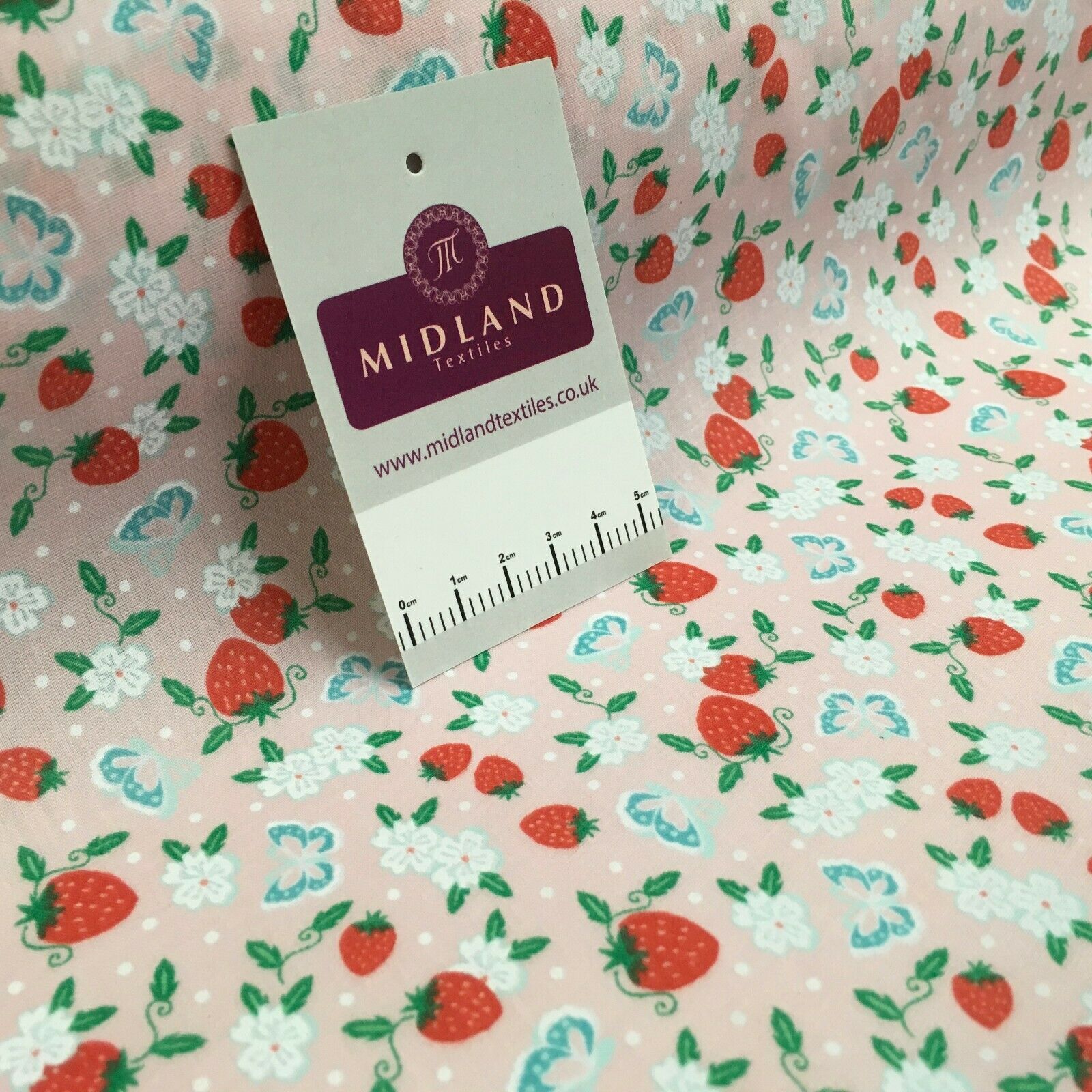 Floral Strawberry butterfly polycotton craft Fabric M1447 Mtex