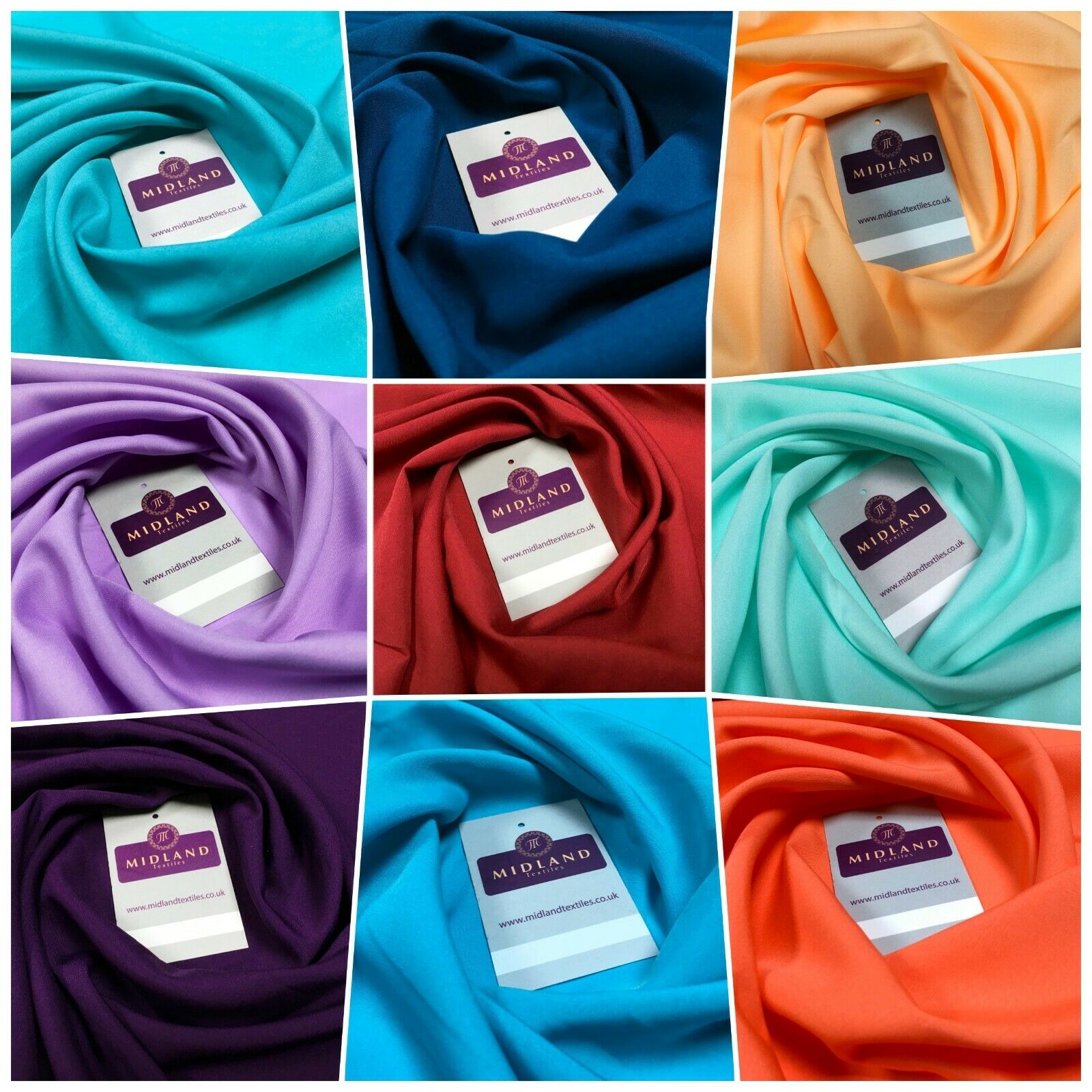 Plain Soft Powder Crepe Lightweight Lining 100% Polyester Fabric 100 cm Wide MR860 Mtex