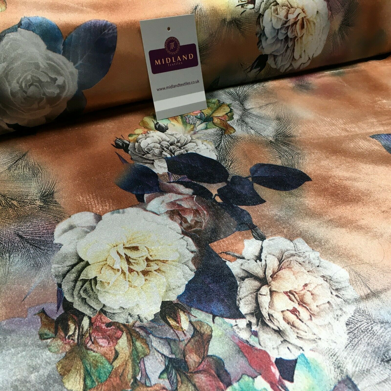 Floral Digital Printed Velvet Velour Dress Fabric 150cm MA1334