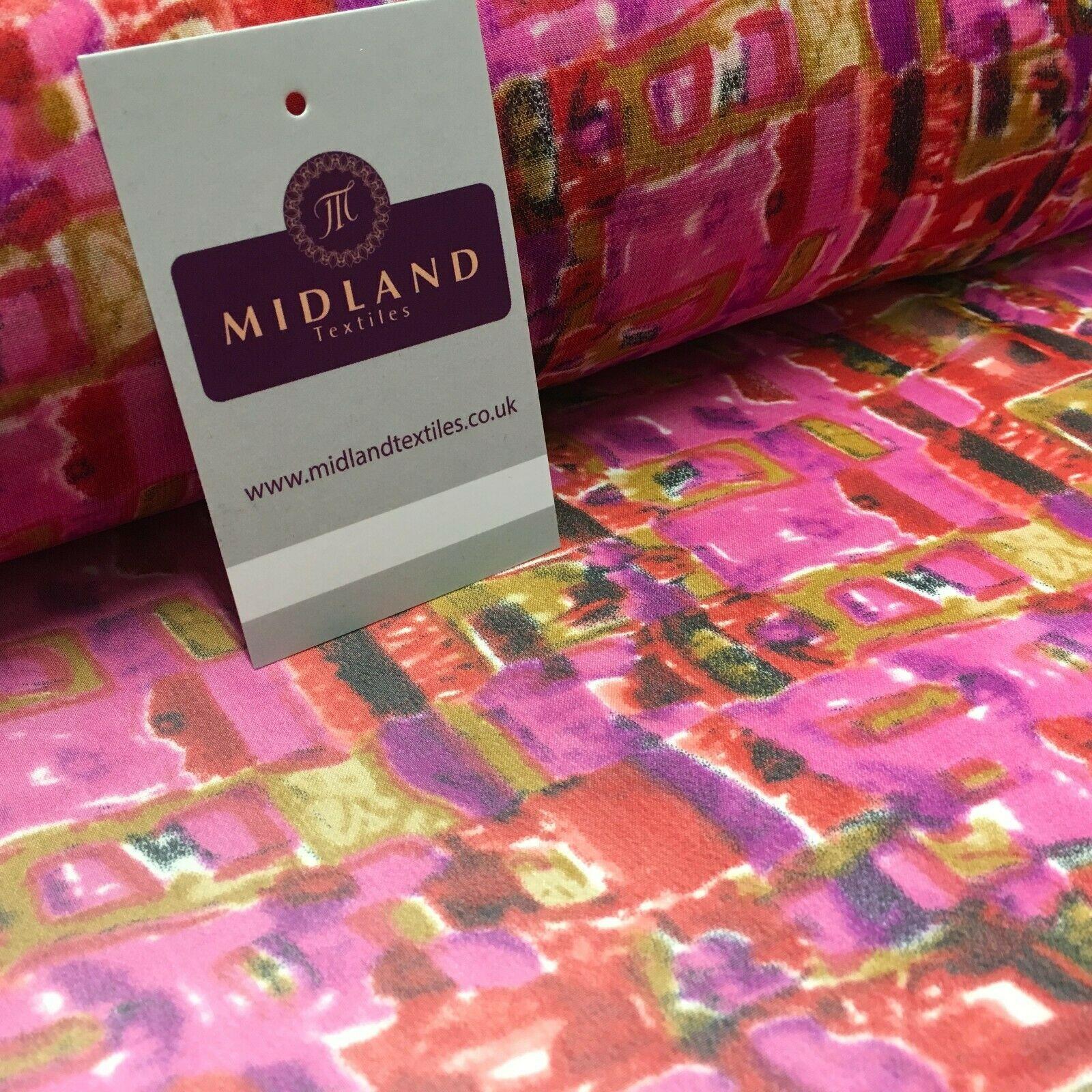 Cerise Printed Mosaic Crepe chiffon Dress Fabric 150 cm Wide MK1190-14 Mtex