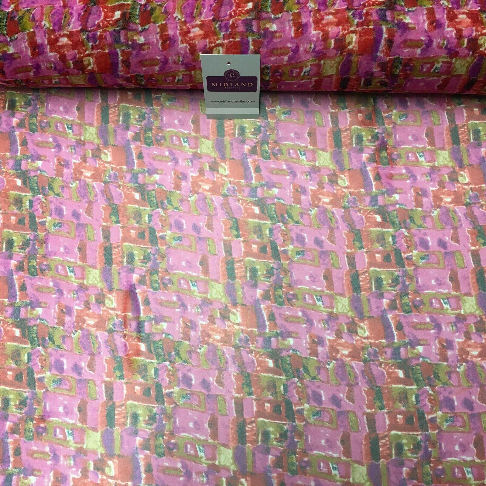 Cerise Printed Mosaic Crepe chiffon Dress Fabric 150 cm Wide MK1190-14 Mtex