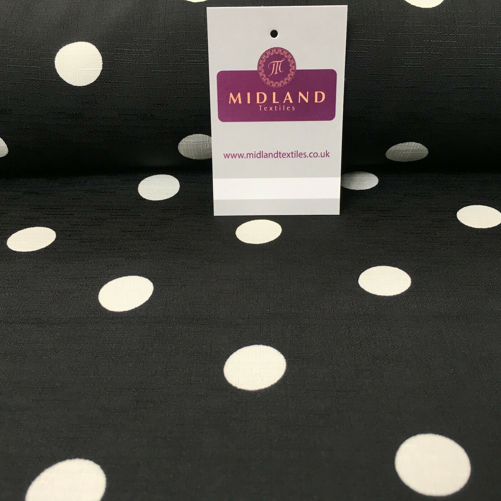 Black & Ivory Spot Linen Effect Georgette Crepe Dress Fabric 147 cm MK1184-8