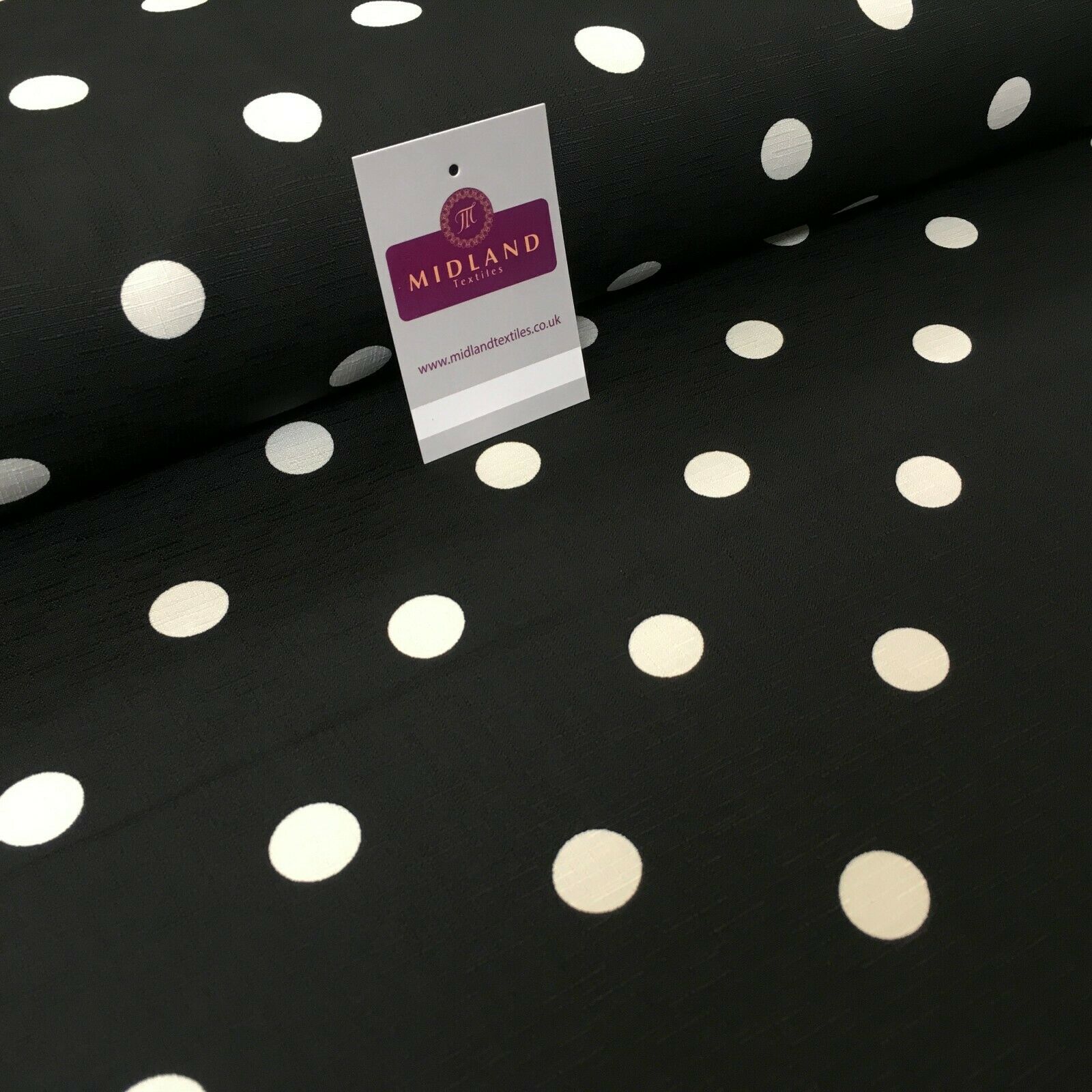 Black & Ivory Spot Linen Effect Georgette Crepe Dress Fabric 147 cm MK1184-8