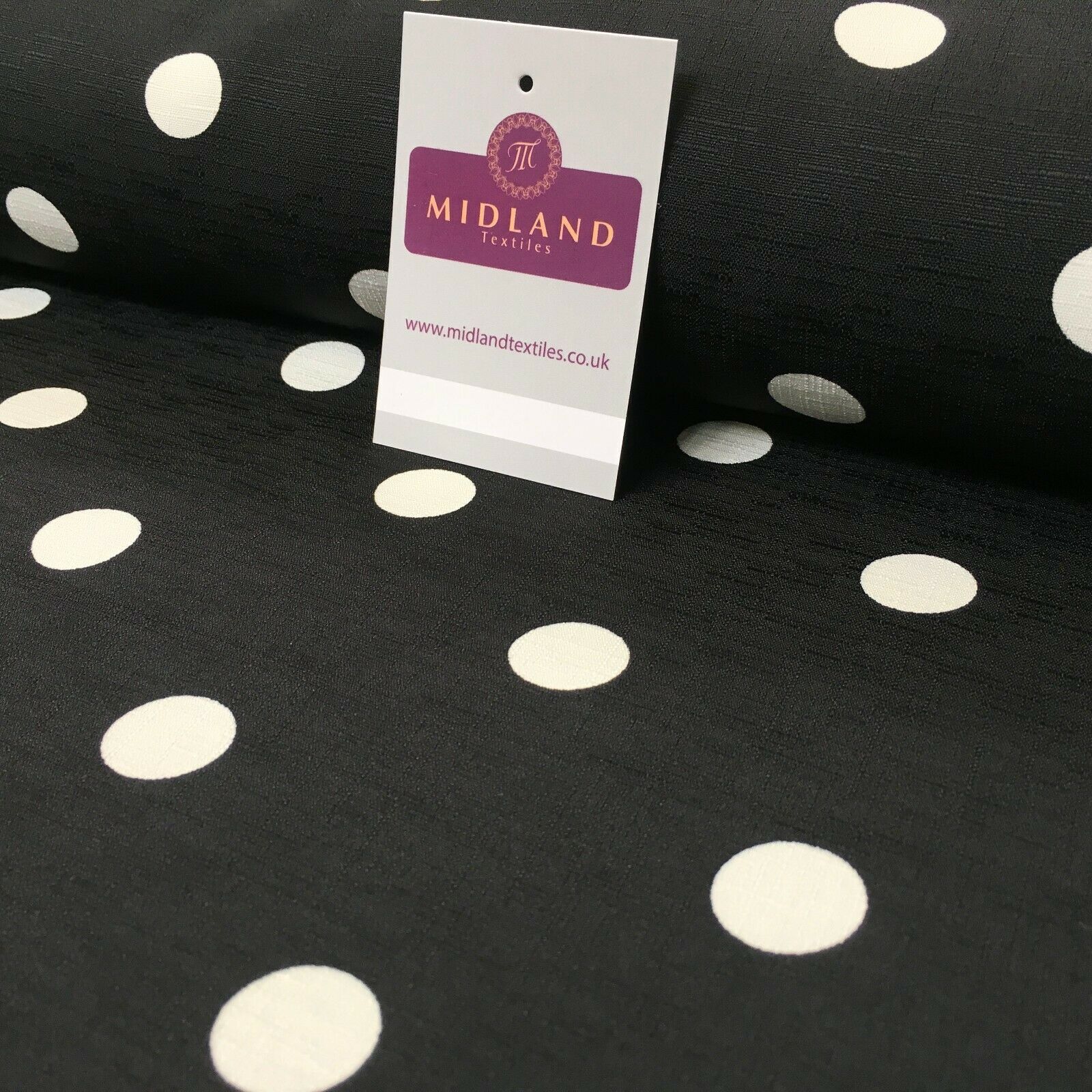 Black & Ivory Spot Linen Effect Georgette Crepe Dress Fabric 147 cm MK1184-8