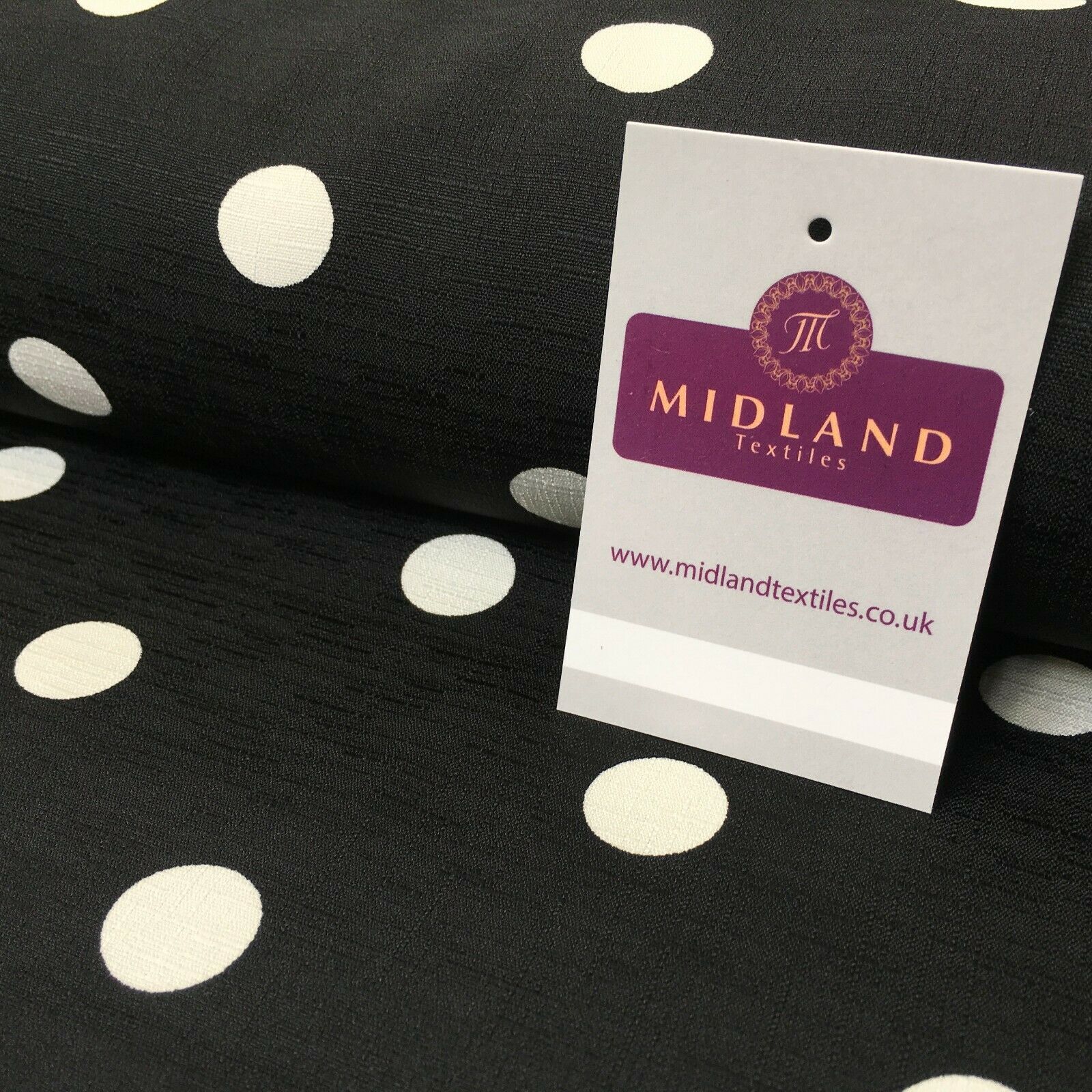 Black & Ivory Spot Linen Effect Georgette Crepe Dress Fabric 147 cm MK1184-8