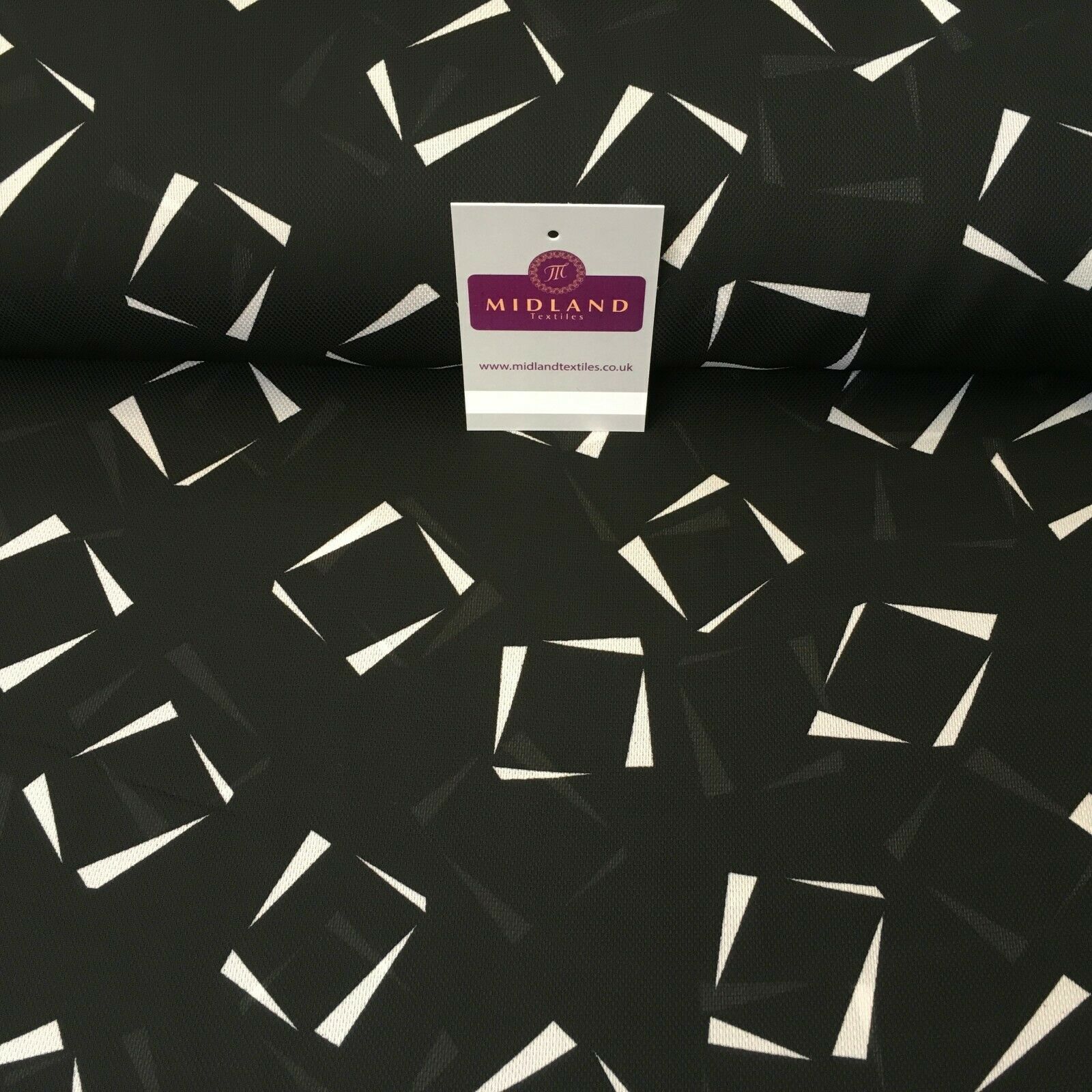 Black Geometric Printed soft Georgette twist voile Dress Fabric 147cm MK1185-5