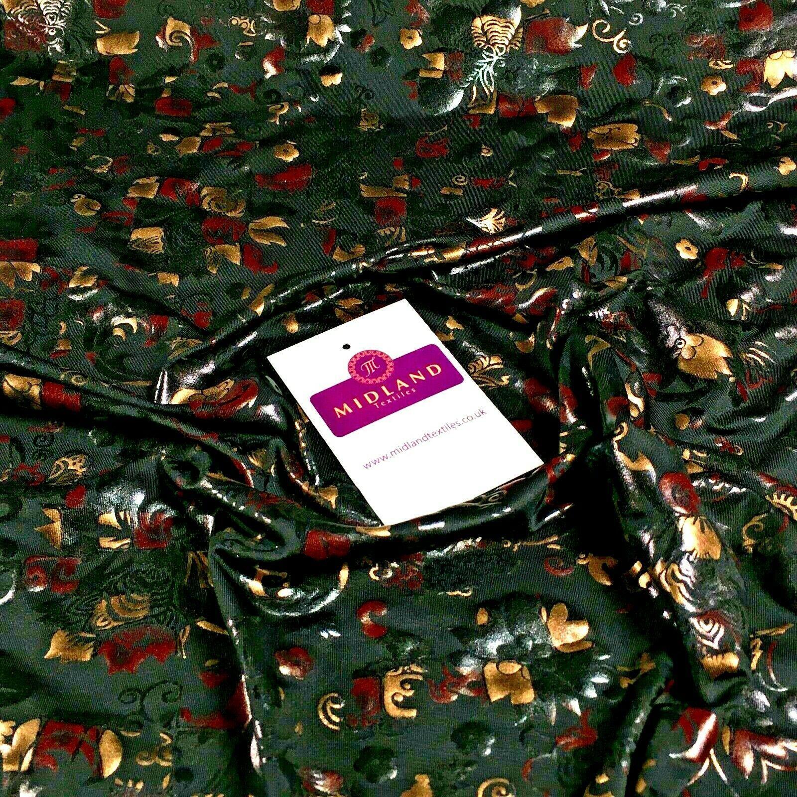 Black Floral Animal Spandex Jersey Foil Stretch Dress Fabric 150cm MU1298
