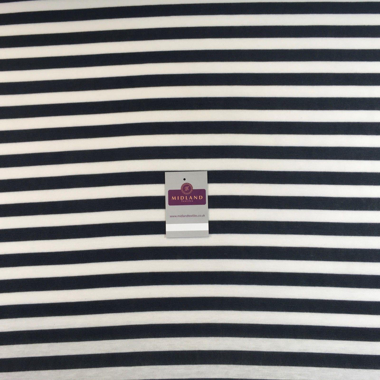 Dark Grey and White Striped cotton jersey stretch dress fabric 45" M720-60 Mtex