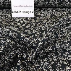 Black And White Floral Printed 100% Cotton Poplin Craft Fabric 45" M634