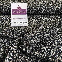 Black And White Floral Printed 100% Cotton Poplin Craft Fabric 45" M634