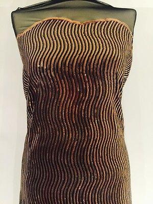 Black Net fabric with Metallic sequins border embroidery dress fabric Mtex M193