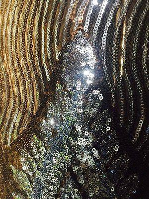 Black Net fabric with Metallic sequins border embroidery dress fabric Mtex M193