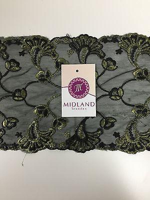 Border Style Embroided Datura flower Scalloped Net Fabric 8' Wide M235 Mtex