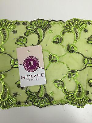 Border Style Embroided Datura flower Scalloped Net Fabric 8' Wide M235 Mtex