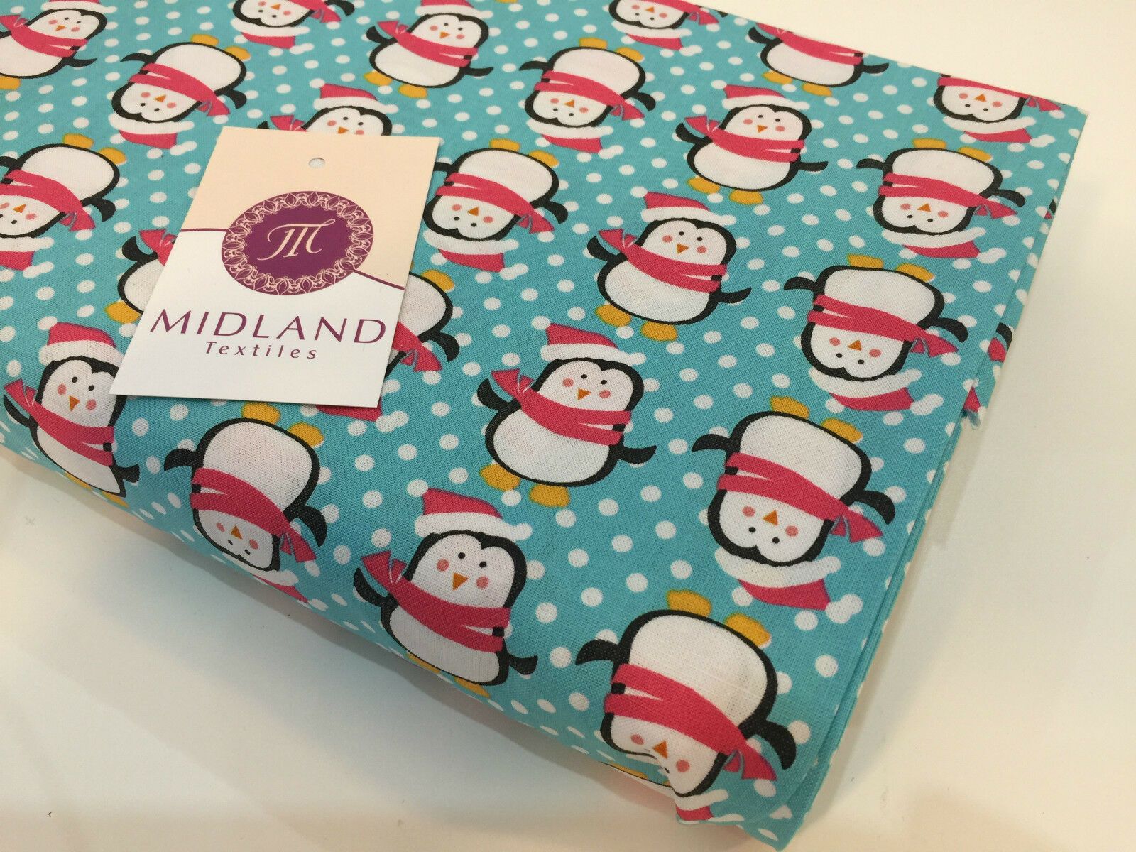 Blue Christmas themed Characters 100% Cotton Patchwork & Crafting Fabric 45'