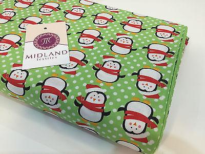 Green Christmas themed Characters 100% Cotton Patchwork & Crafting Fabric 45'