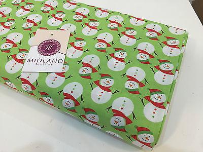 Green Christmas themed Characters 100% Cotton Patchwork & Crafting Fabric 45'