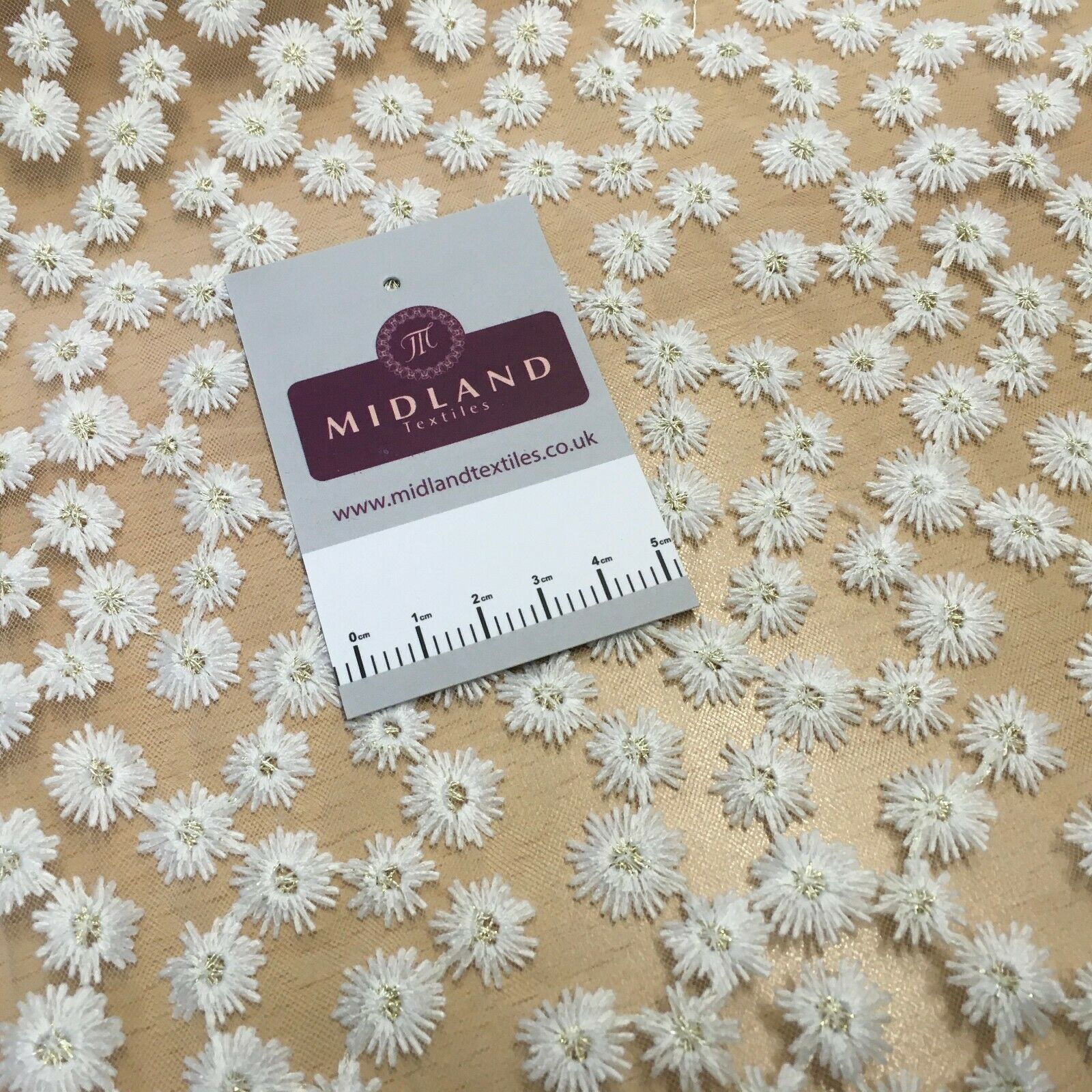 Ivory daisy Bridal Floral Elegant embroidered Net dress fabric M1440 Mtex