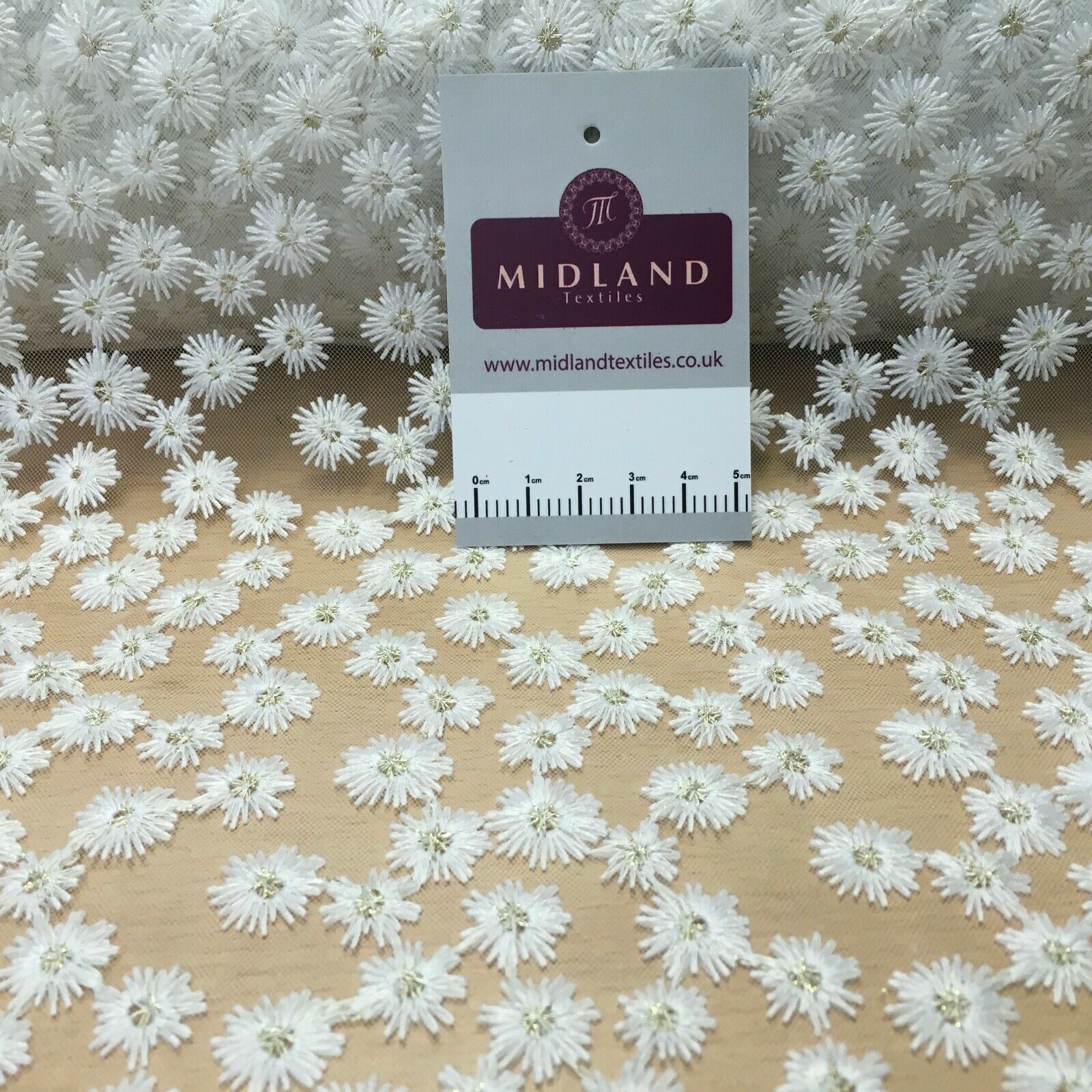 Ivory daisy Bridal Floral Elegant embroidered Net dress fabric M1440 Mtex