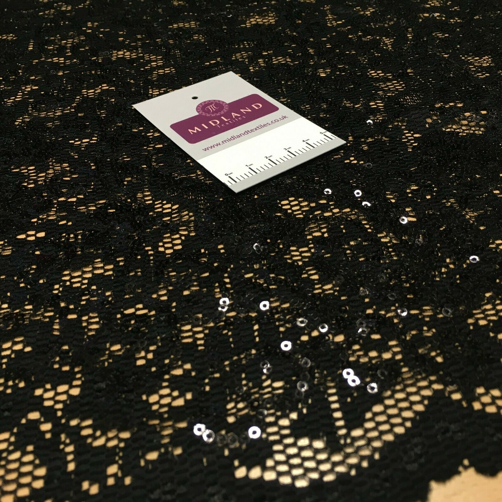 Black Sequin raschel lace dress fabric M1435 Mtex