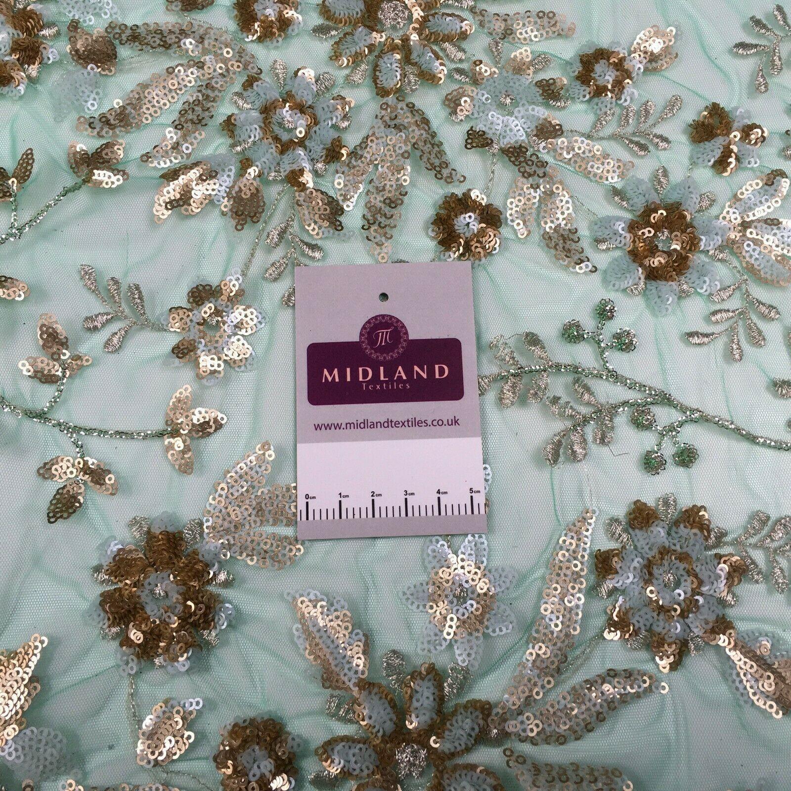 Floral Sequins Net Metallic Wedding Dress Fabric 100 cm MK1383 Mtex