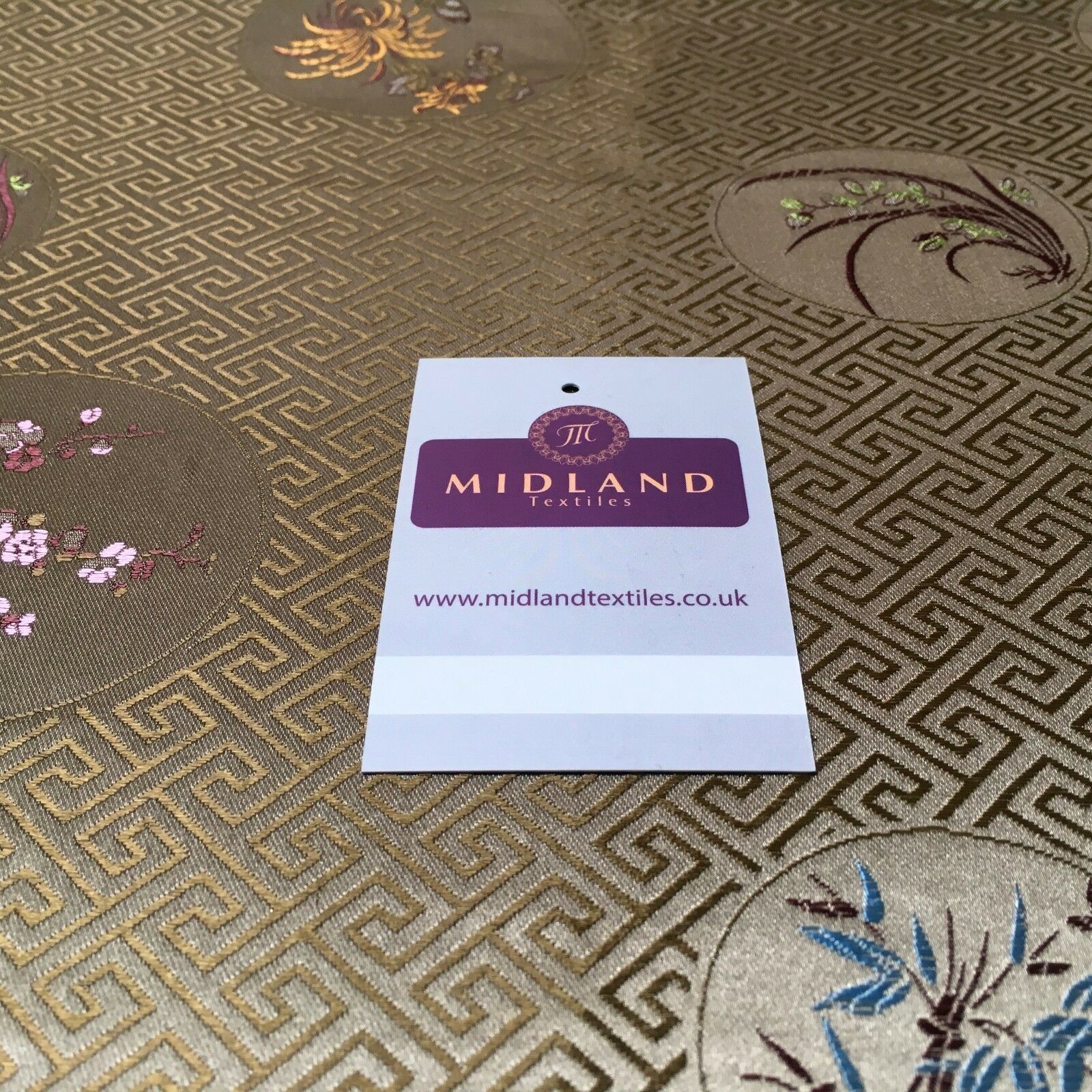 Greek Key Chinese brocade Silky Smooth Satin fabric 45' M663 Mtex