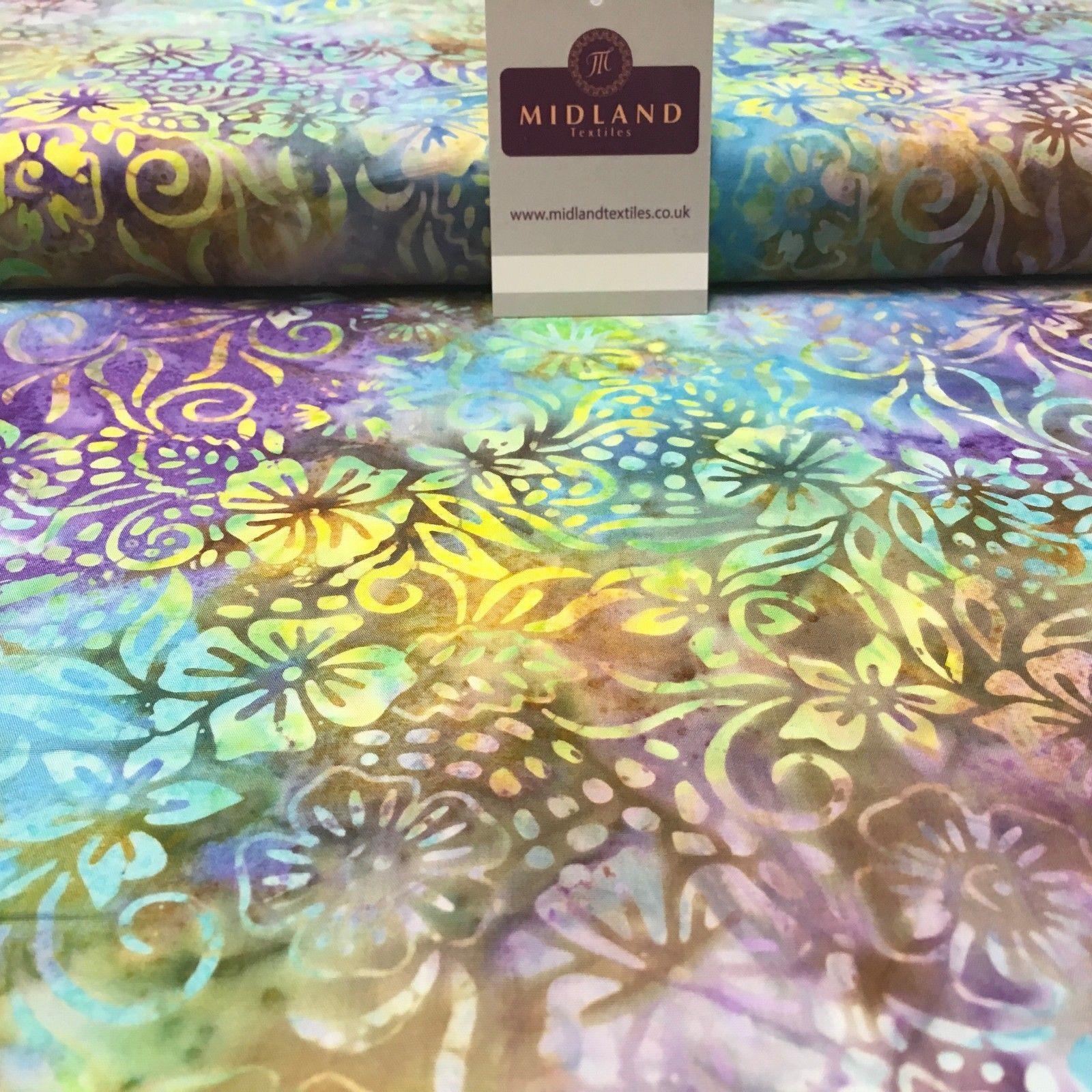 Bali Batik Floral 100% Cotton Patchwork fabric 45" Wide MK903 Mtex