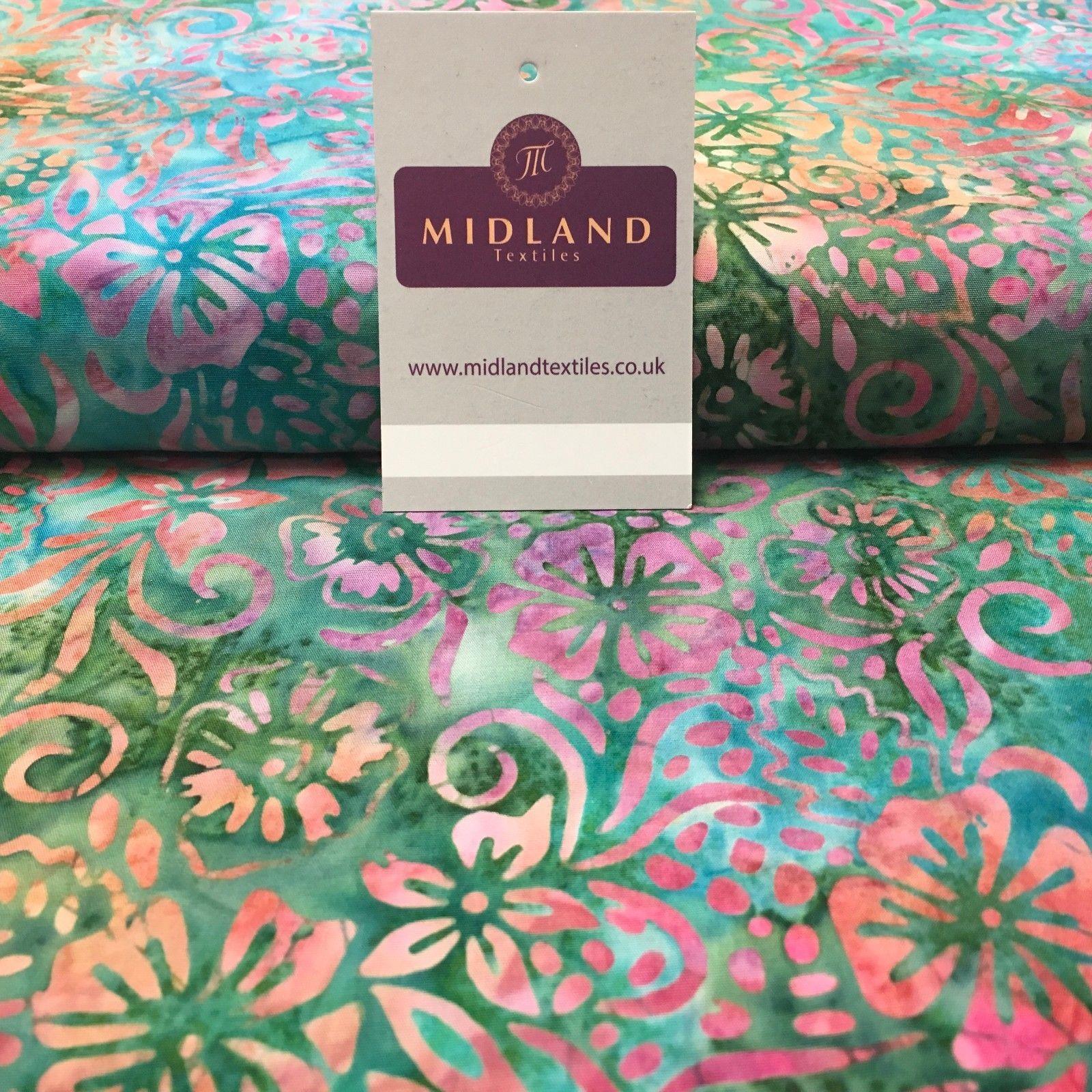 Bali Batik Floral 100% Cotton Patchwork fabric 45" Wide MK903 Mtex