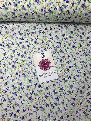 Floral Vintage poly cotton print dress craft fabric 44" Wide M352 Mtex