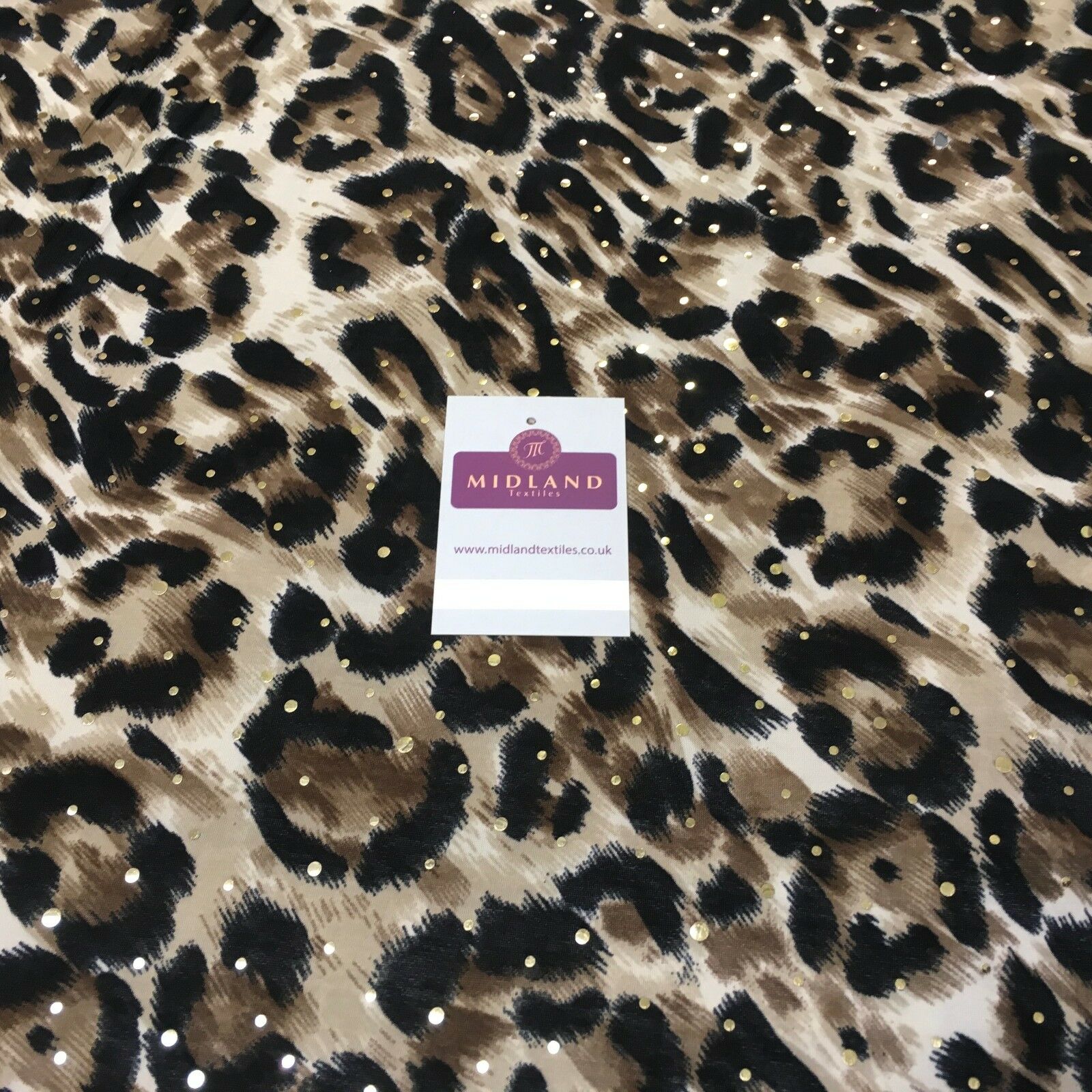 Animal Print Gold Sequins Stretch Jersey Dress fabric 58" Wide MV1031 Mtex