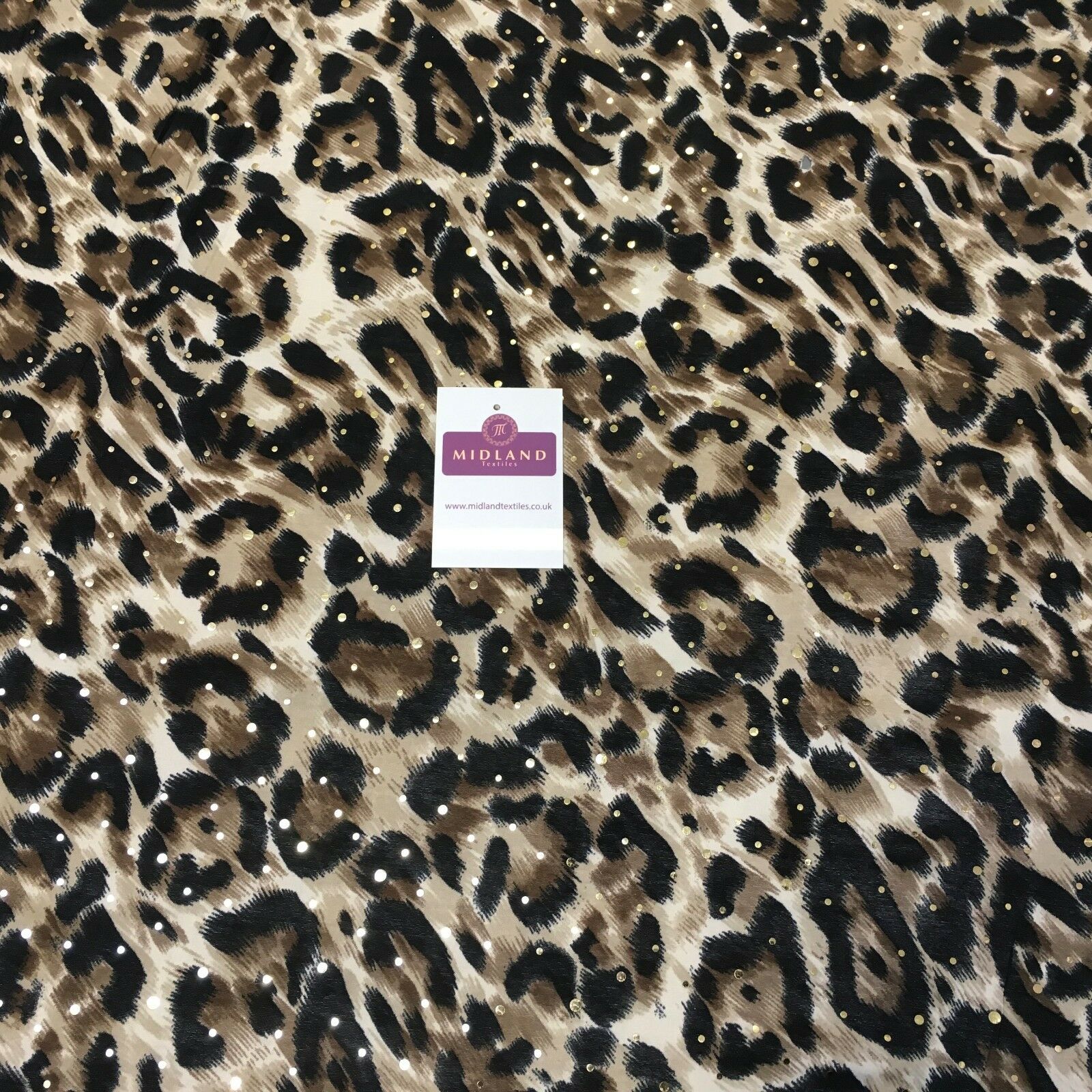 Animal Print Gold Sequins Stretch Jersey Dress fabric 58' Wide MV1031 Mtex