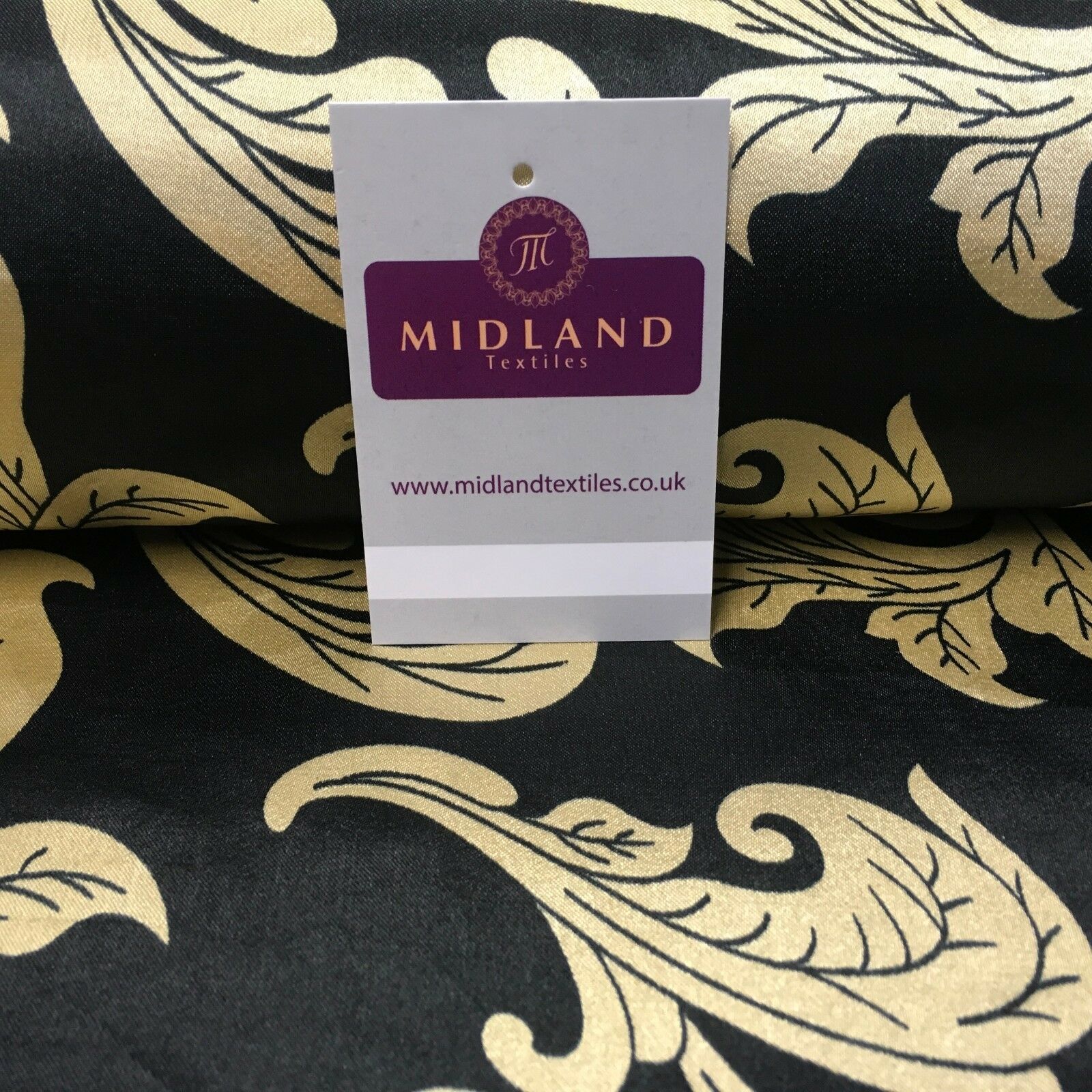 Black & Gold Floral Printed Satin Silky Dress fabric 55' Wide MA1026 Mtex