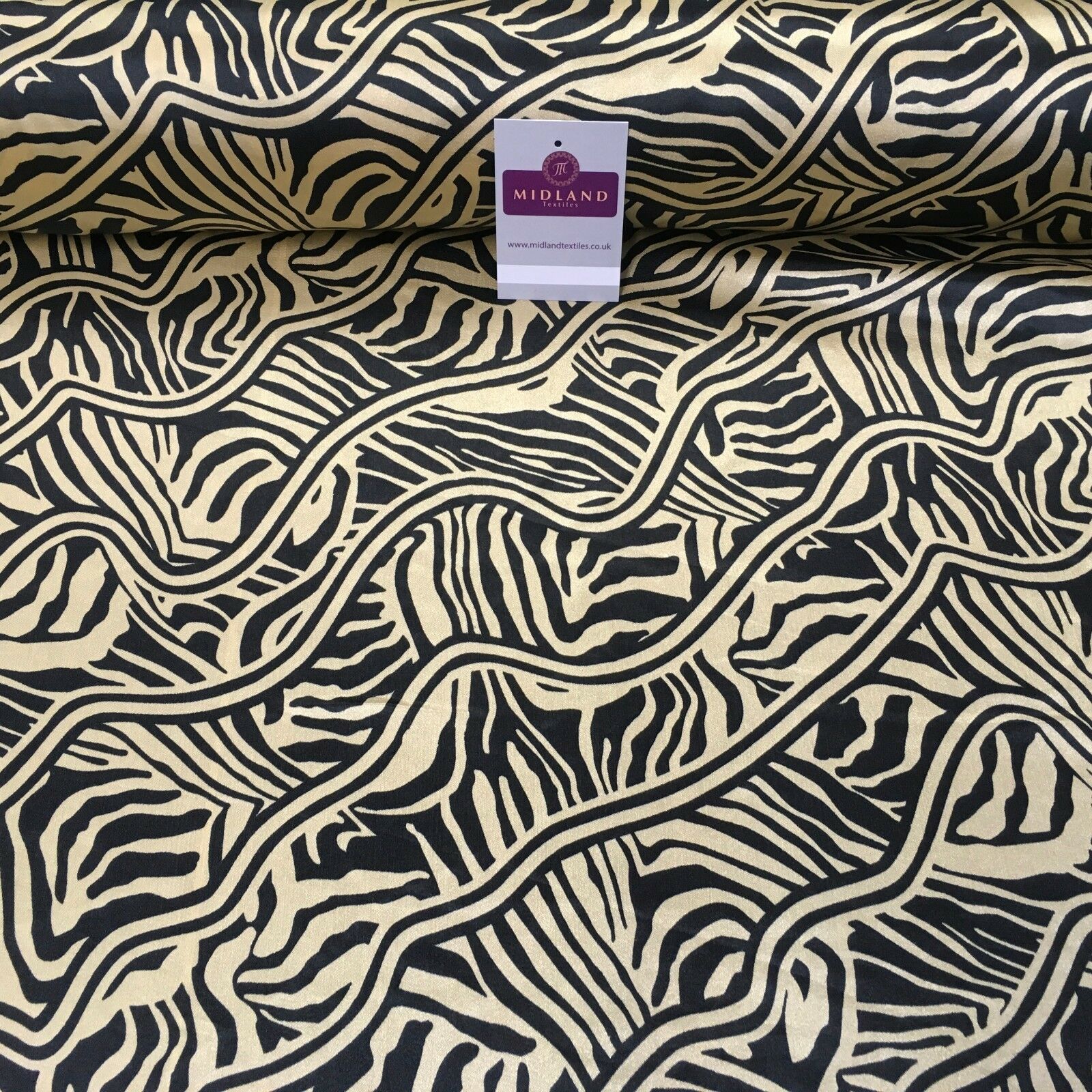 Black & Gold Floral Printed Satin Silky Dress fabric 55' Wide MA1026 Mtex