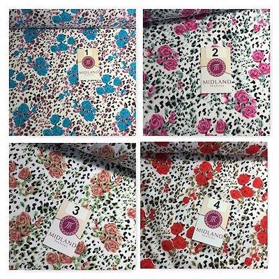 Floral poly cotton rose print dress craft fabric 44' Wide M354 Mtex