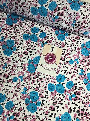 Floral poly cotton rose print dress craft fabric 44' Wide M354 Mtex