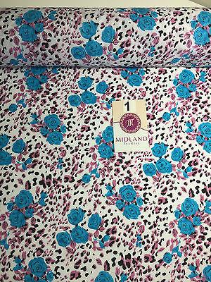 Floral poly cotton rose print dress craft fabric 44" Wide M354 Mtex