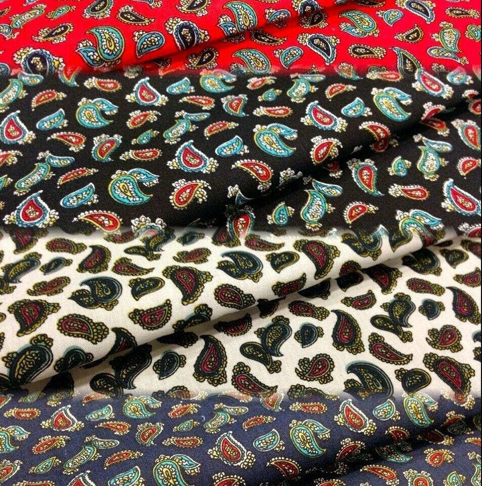 100% Cotton Printed Fabric 58' Wide Paisley Small - Per Metre- M121 Mtex